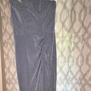 Vici Light Blue Evening Gown with Leg Slit and One Shoulder detail